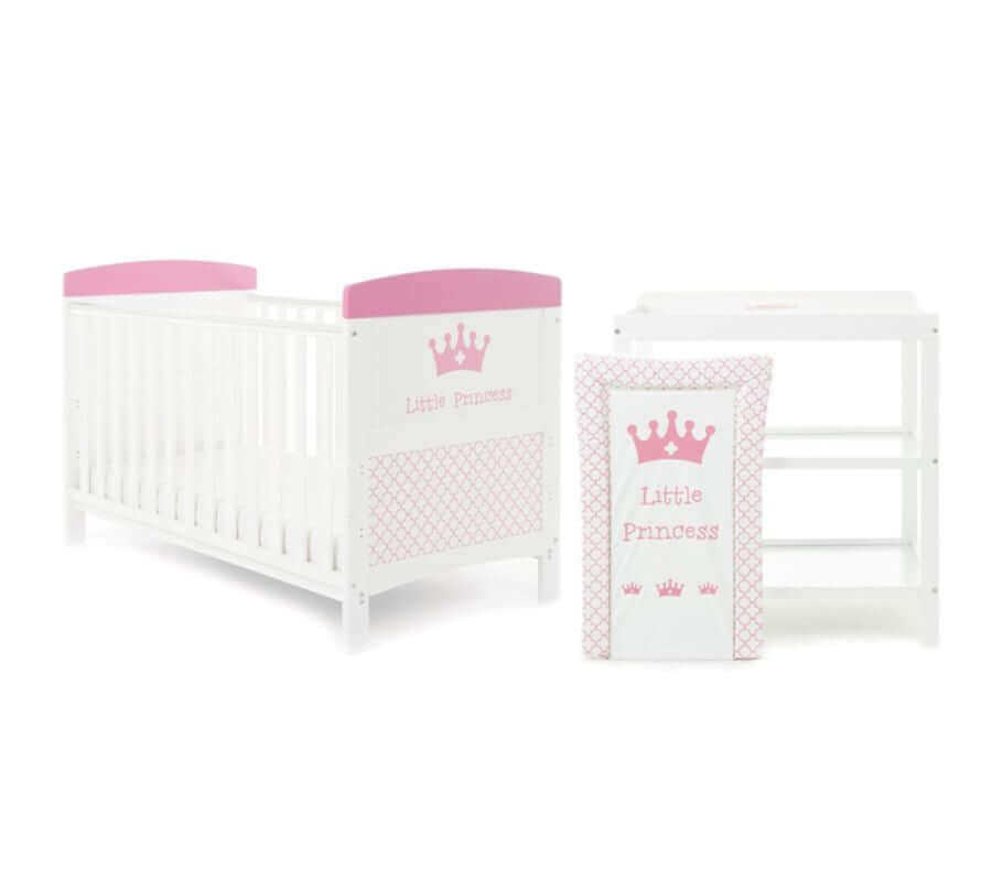 Grace Inspire 2 Piece Cot Bed Set - Little Prince & Princess - White Background