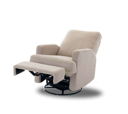 Madison Swivel Glider Recliner Chair – Teddy Fabric - Truffle - White Background