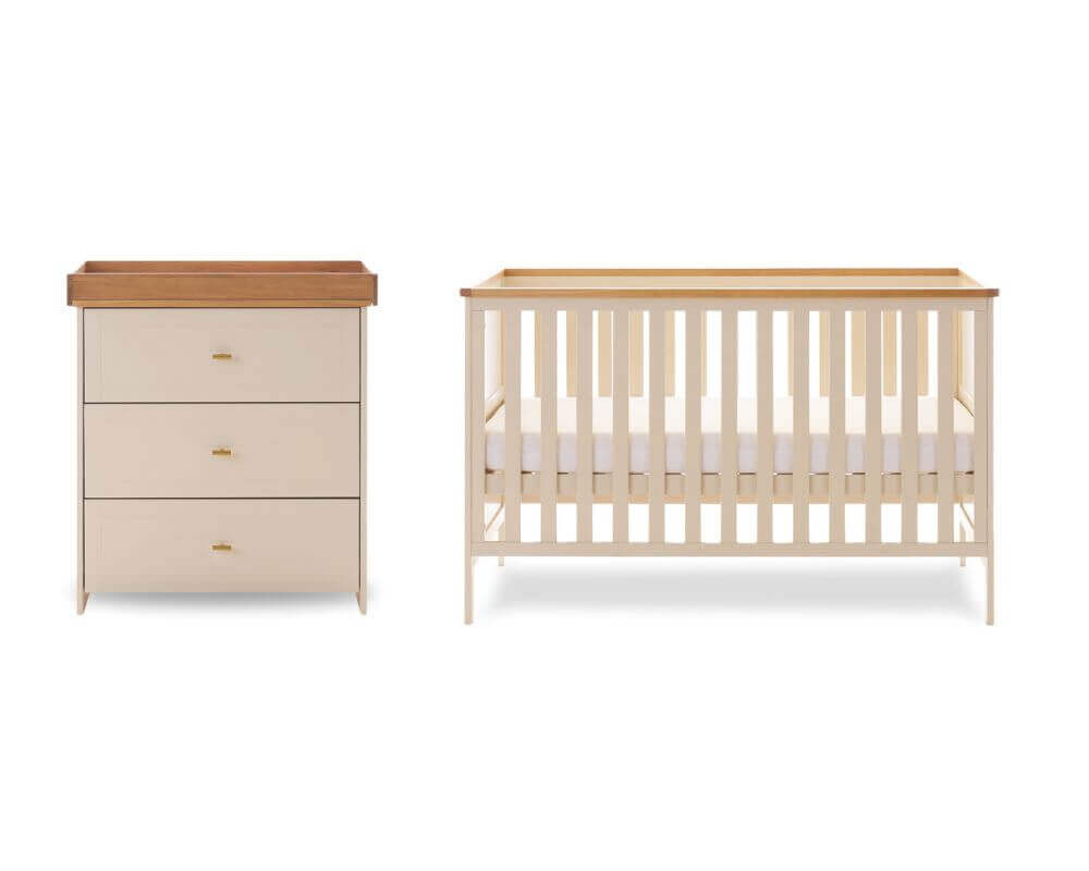 Obaby Cashmere Evie Cot Bed 2 Piece Set - White Background