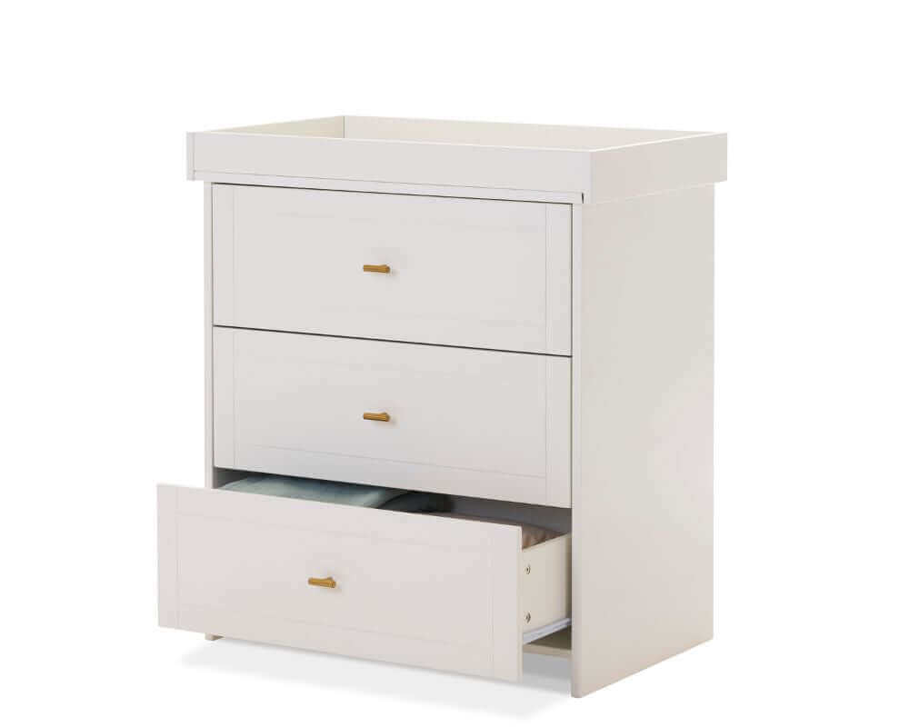 Obaby White Evie Changing 3 Draw Unit - White Background