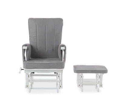 Deluxe Reclining Glider Chair and Stool - White Background