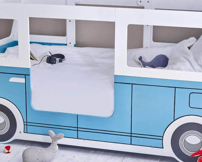 Bed Entrance Light Blue and White Campervan Single Bed - Bedroom Setting