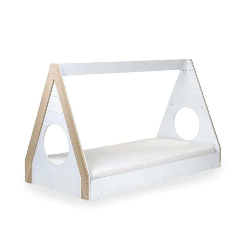 Front angle View Julian Bowen Festival Tent Bed - Pale Wood & White - White Background