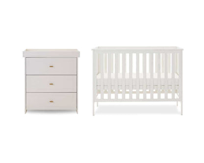 Obaby White Evie Cot Bed 2 Piece Set - White Background