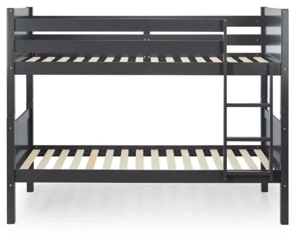 Front View - Julian Bowen Anthracite Bella Bunk Bed - White Background