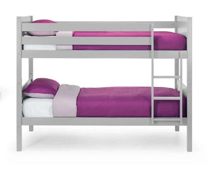 Front View - Julian Bowen Dove Grey Bella Bunk Bed - White Background