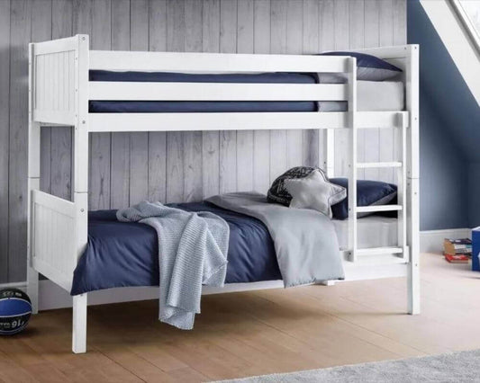 Front View - Julian Bowen White Bella Bunk Bed - Bedroom Setting