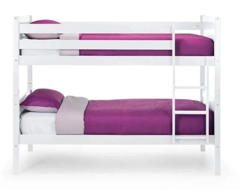 Front View - Julian Bowen White Bella Bunk Bed - White Background