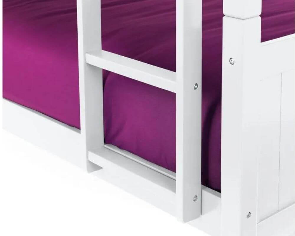 Bottom Ladder View - Julian Bowen White Bella Bunk Bed - White Background