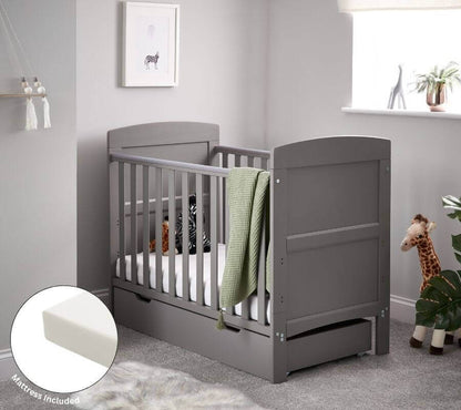 Obaby Grace Mini Cot Bed, Under Drawer + Fibre Mattress - Bedroom View