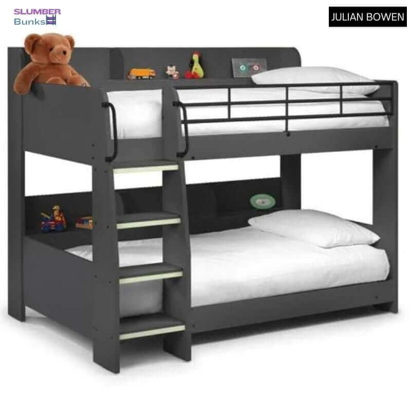 Julian Bowen Domino Bunk Bed - Anthracite - Front Side View - White Background