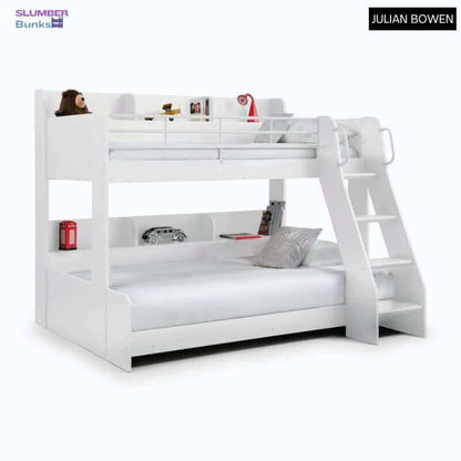 Julian Bowen Domino Triple Sleeper Bunk Beds - White - Front Side View - White Background