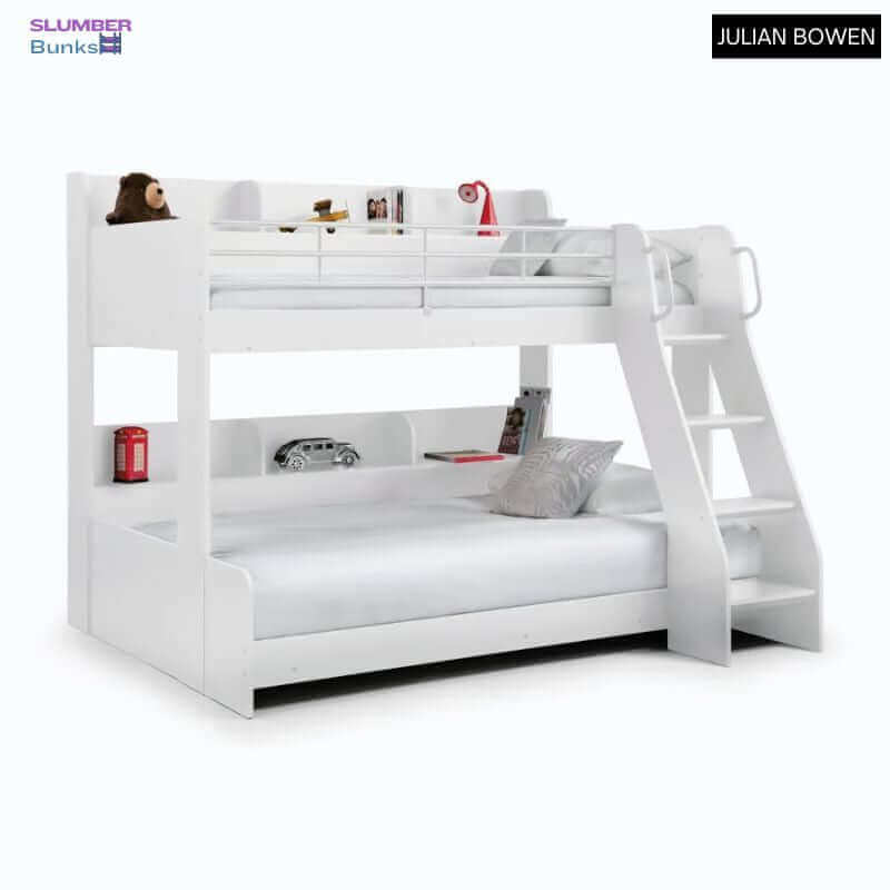 Julian Bowen Domino Triple Sleeper Bunk Beds- - White - Front Side View - White Background