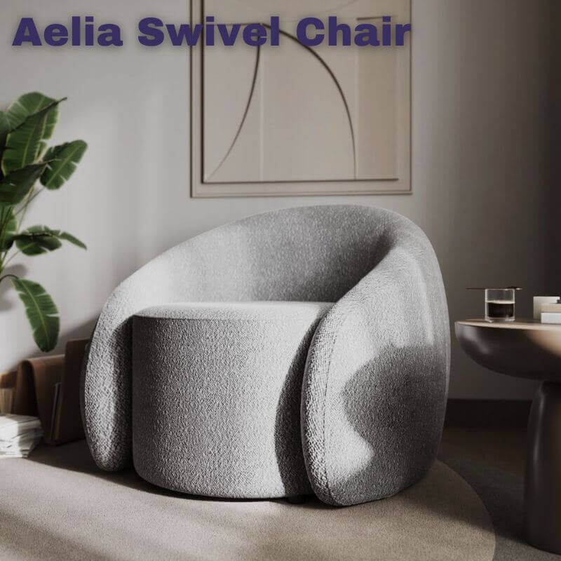 Front room view-Grey Teddy Accent Swivel Chair