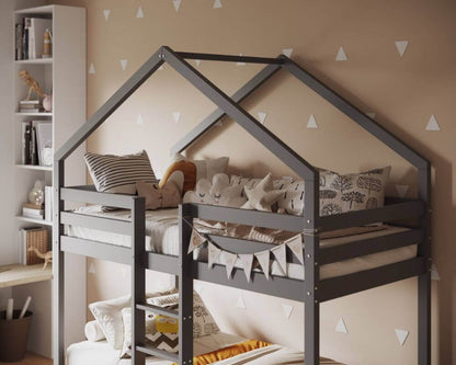 Flair Grey Nest House Bunk Bed - Top Bunk View - Bedroom View