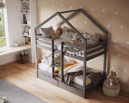 Flair Grey Nest House Bunk Bed - Bedroom View