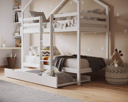 Flair White Nest House Bunk Bed - With Under Storage Draw - Bedroom View