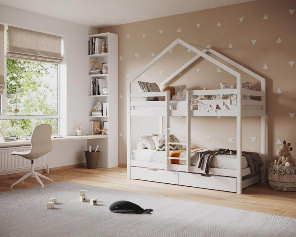 Flair White Nest House Bunk Bed - Bedroom View