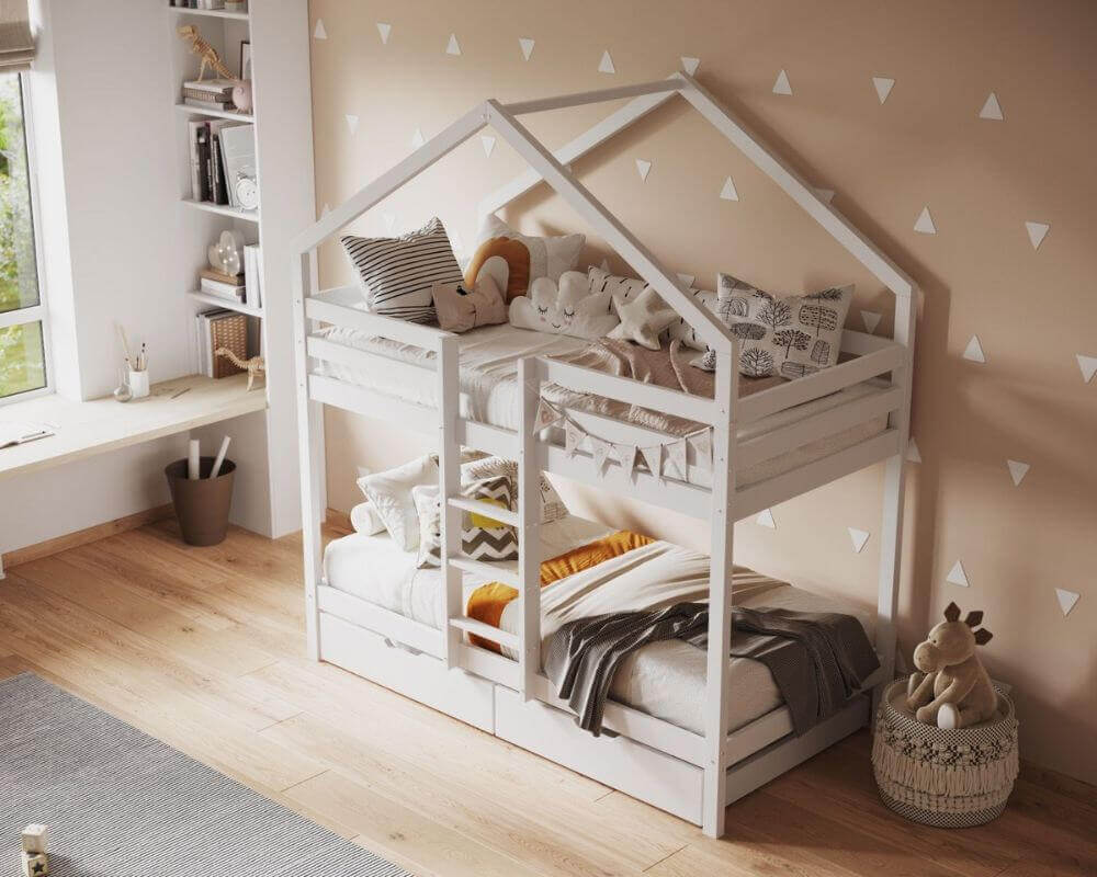 Flair White Nest House Bunk Bed - Bedroom View