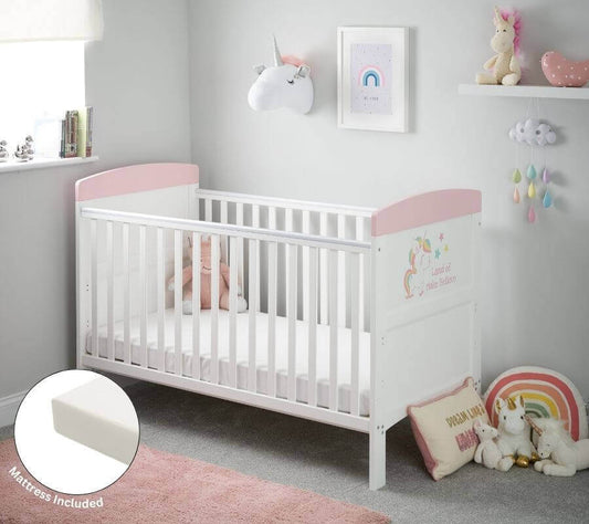 Grace Inspire Cot Bed & Fibre Mattress - Unicorn - Room View