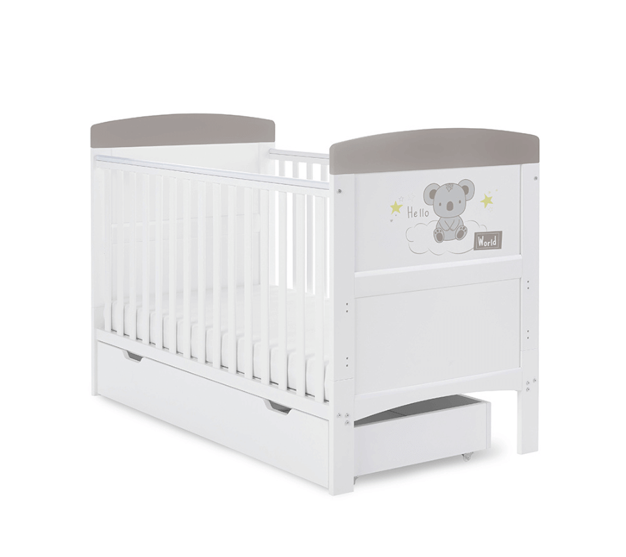 Grace Inspire Cot Bed & Under Drawer - White Background