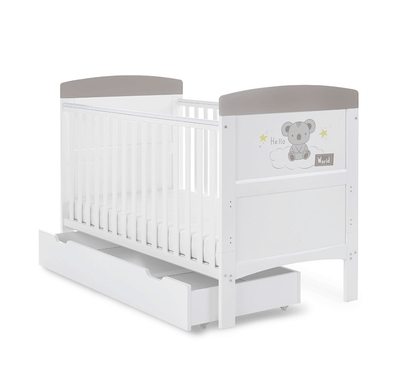 Grace Inspire Cot Bed & Under Drawer - White Background