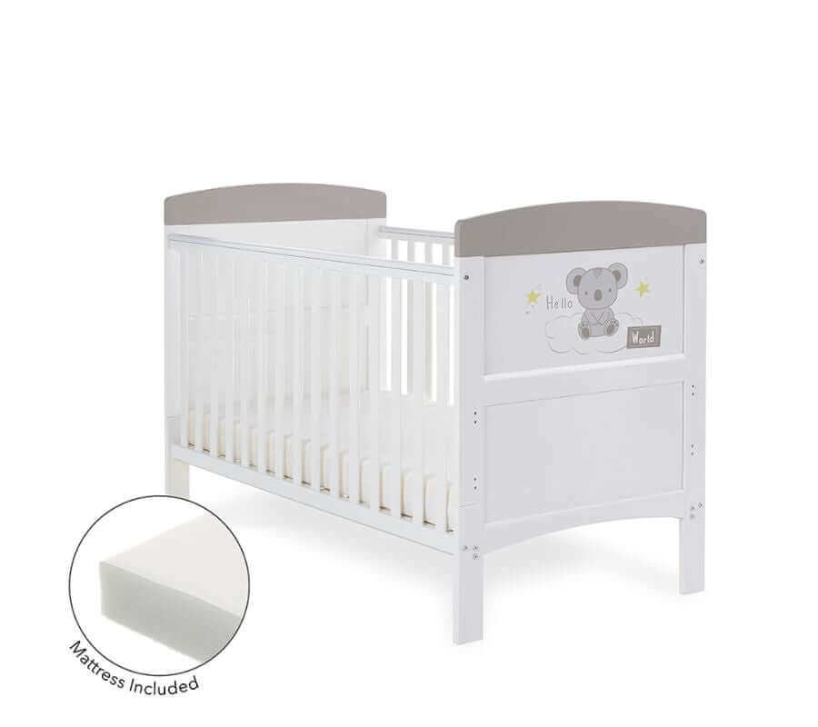 Grace Inspire Cot Bed & Under Drawer - White Background