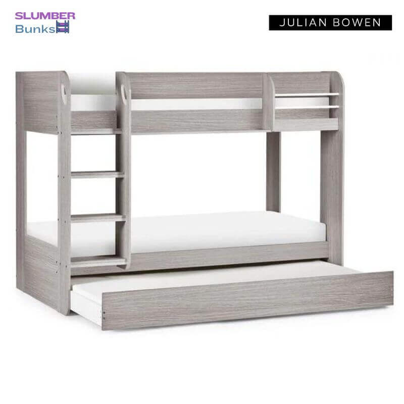 Julian Bowens Mars Bunk Bed & Underbed - Grey Oak - Front View - White Background