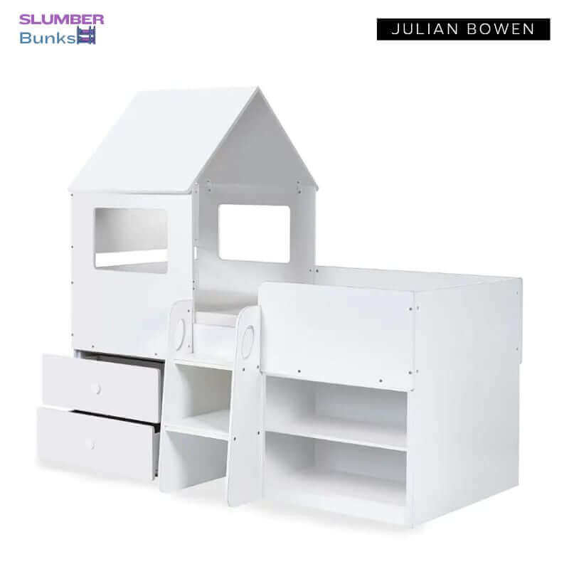 Julian Bowen Orpheus House Themed Midsleeper Bed - White - Front Side View - White Background