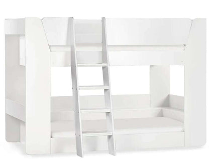 Front side view of a white bunk bed - White Background