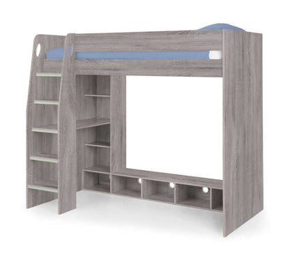  Julian Bowen - Nebula Gaming High-Sleeper Bed - Grey Oak Bed - Front View - White Background