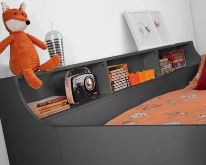 Image of dark grey cabin bed top shelving - Bedroom Setting