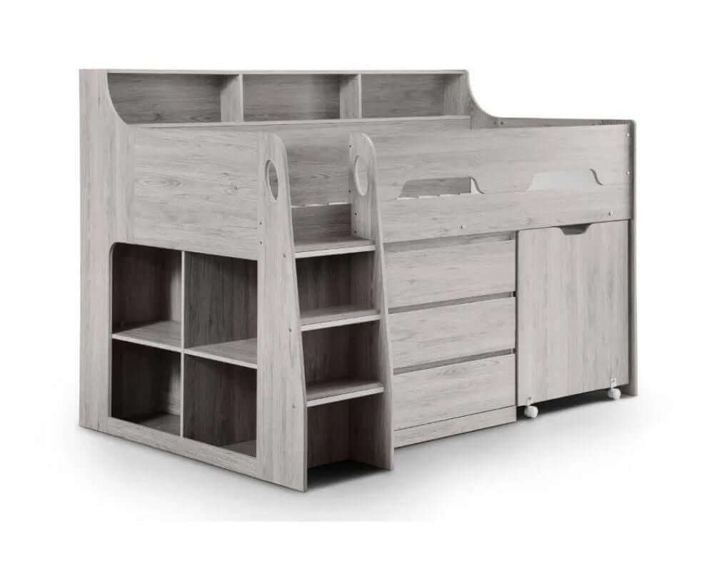 Image of grey oak cabin bed - White background