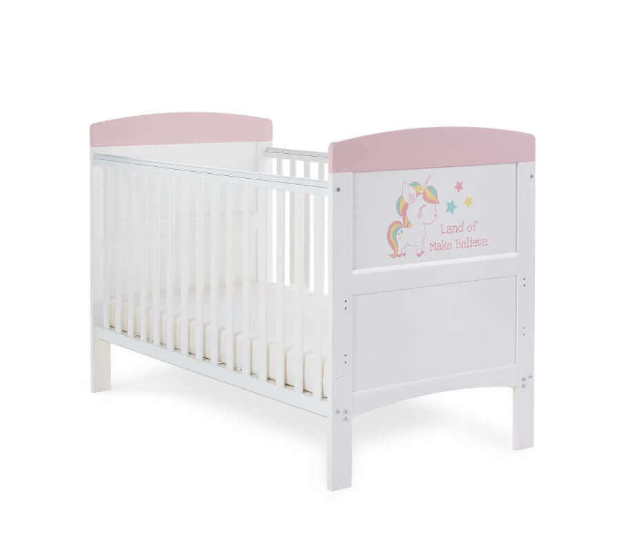 Obaby Grace Inspire Cot Bed - Unicorn - White Background