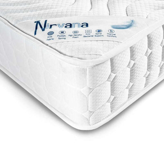 MaxiTEX Nirvana Pocket Sprung Mattress - Single/Small Double - Depth 23cm - White Background