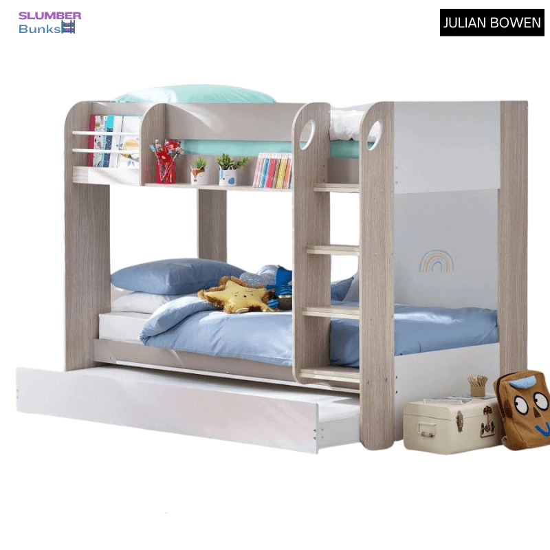 Julian Bowens Mars Bunk Bed & Underbed - Taupe - Front View - White Background