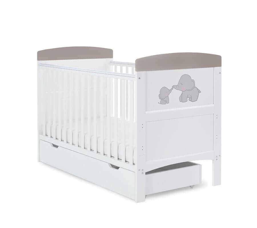 Grace Inspire Cot Bed & Under Drawer - White Background