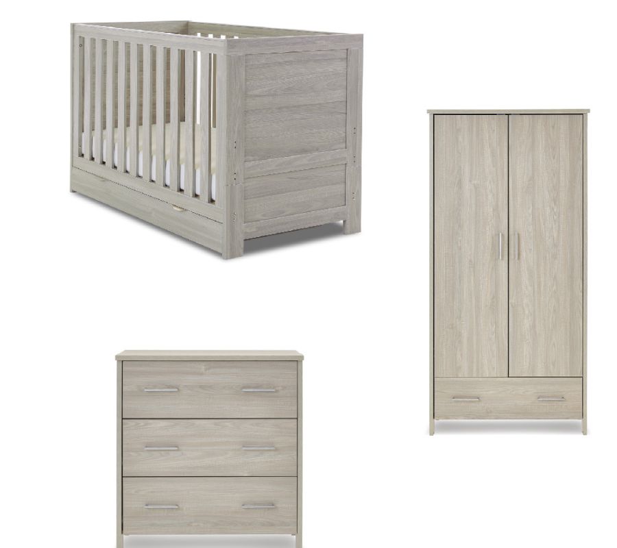 Obaby Nika 3 Piece Cot Bed Room Set & Underdrawer