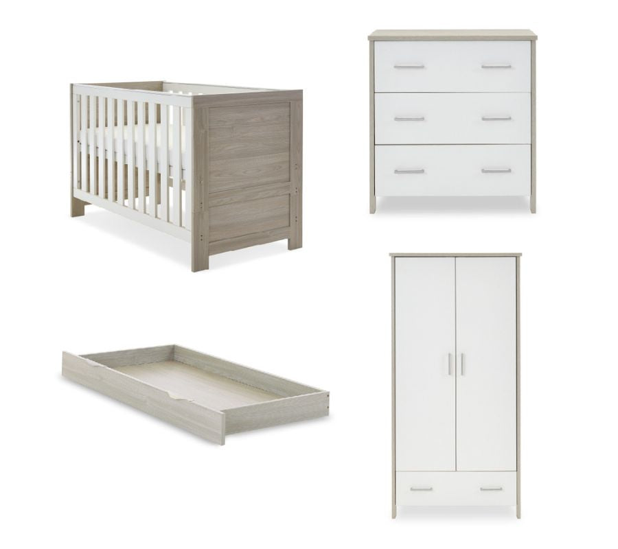 Obaby Nika 3 Piece Cot Bed Room Set & Underdrawer