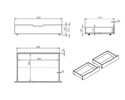 Under Bed Size and Dimension Drawing