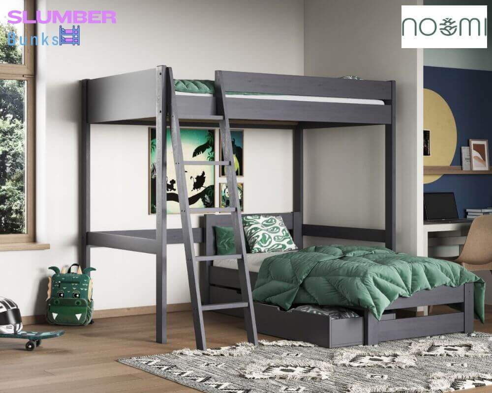 Grey Studio Loft Bed Double High Sleeper - Bedroom Setting