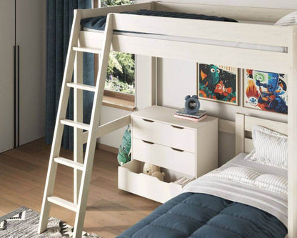 White Studio Loft Bed Double High Sleeper - Bedroom Setting