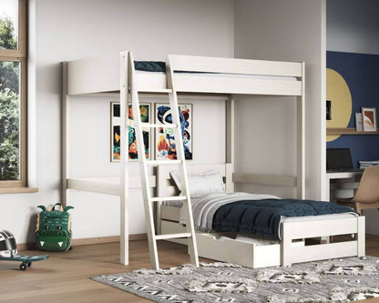 White Studio Loft Bed Double High Sleeper - Bedroom Setting