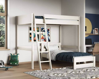 White Studio Loft Bed Double High Sleeper - Bedroom Setting