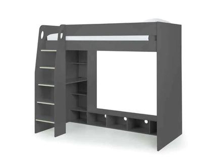 Julian Bowen - Nebula Gaming High-Sleeper Bed - Anthracite Bed - Front Side View - White Background