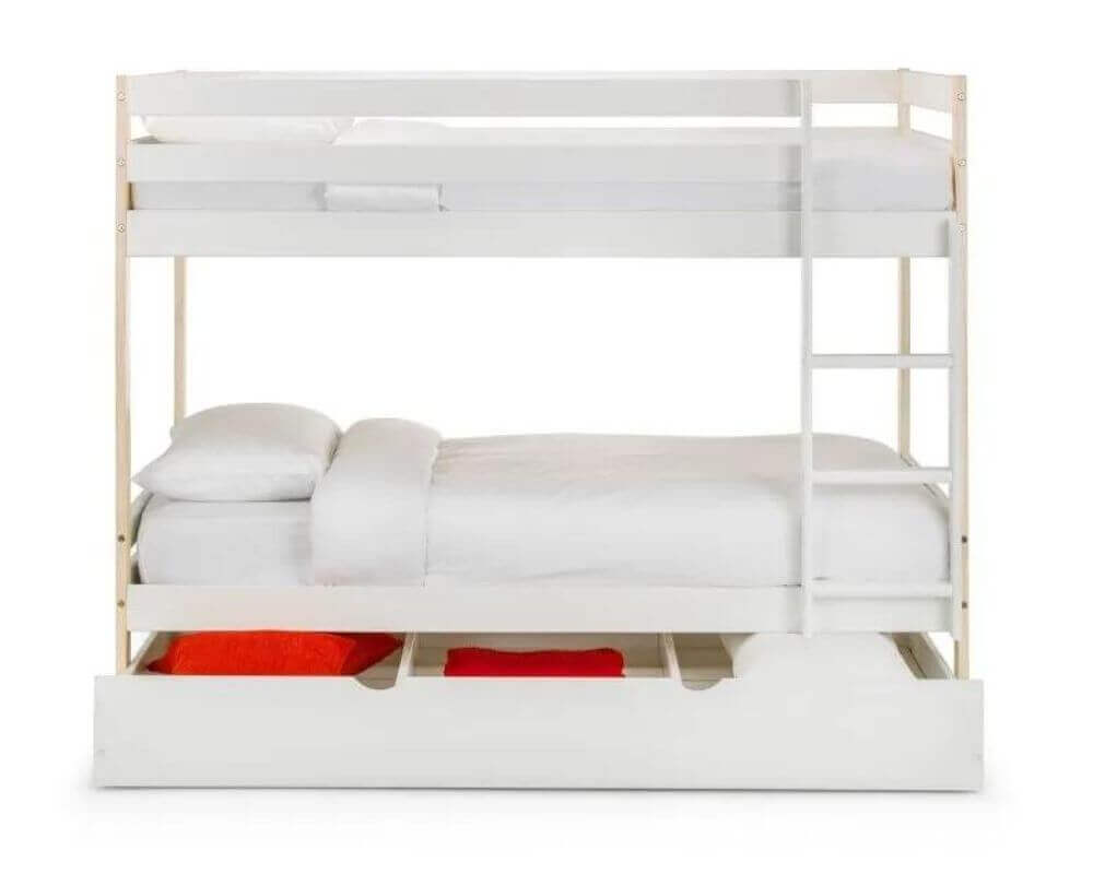 Nova Underbed/Storage Drawer with clothes in under bunk bed- White Background