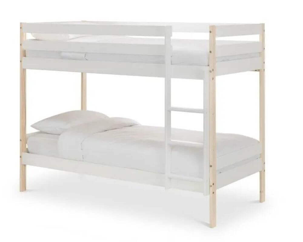 Front Side Angle View Nova Bunk Bed - Two Tone Kids Bed - White Background