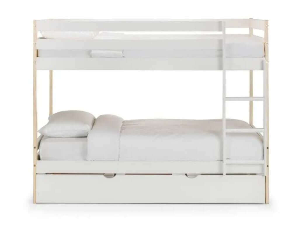 Front View Nova Bunk Bed With Underbed Trundle - White Background