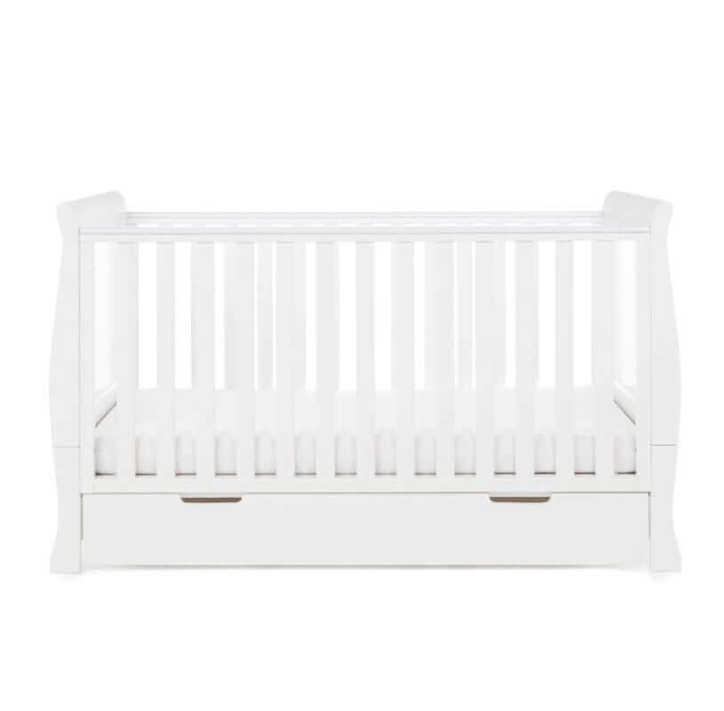 Obaby Stamford Classic Cot Bed - White - White Background