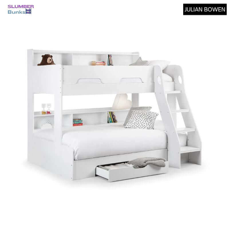 Julian Bowen Orion Triple Sleeper Bunk Bed - White Bed - Front View - White Background